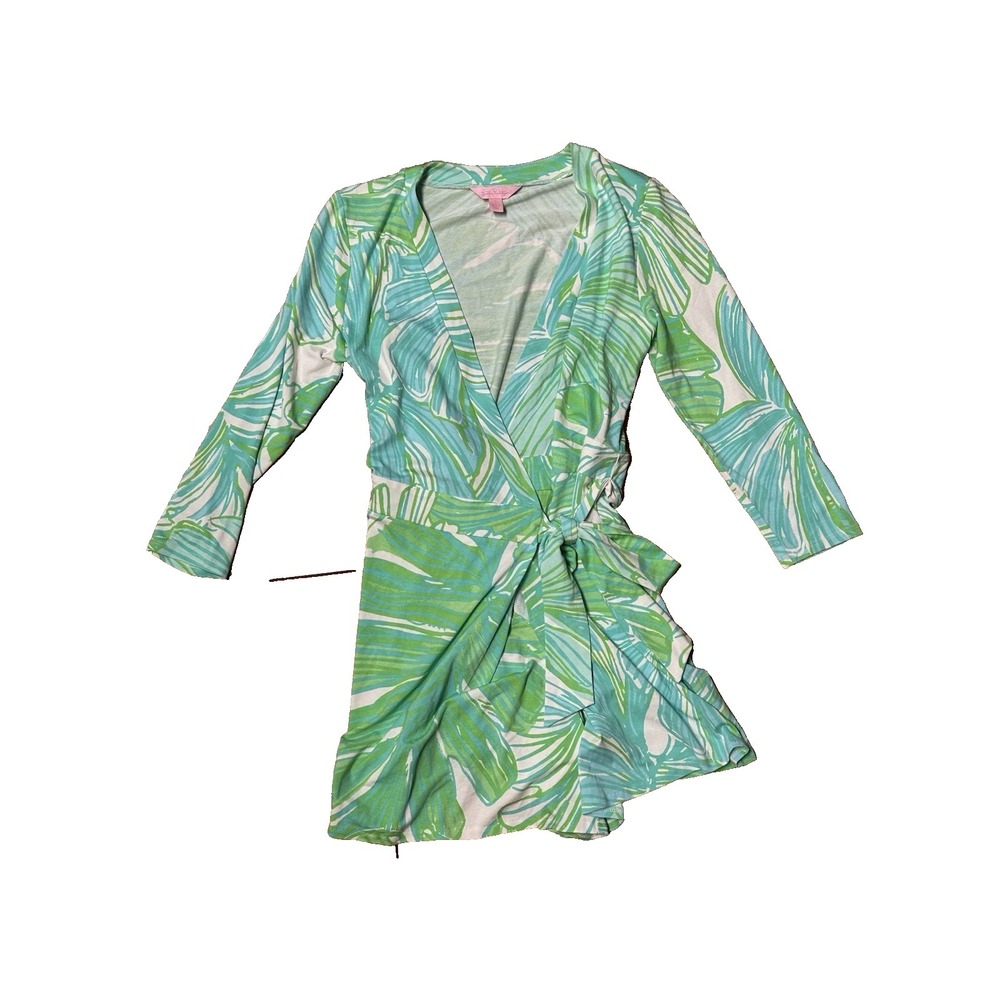 Lilly‎ Pulitzer Women's Size Small Blue Green Wrap Around Belted Romper
